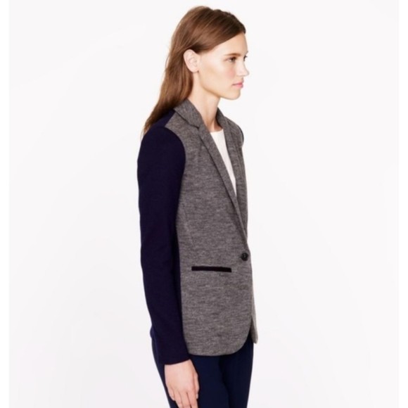 J Crew Colorblock wool blend blazer Jacket Gray Navy OneButton Size 4 Small h1 - Picture 3 of 12